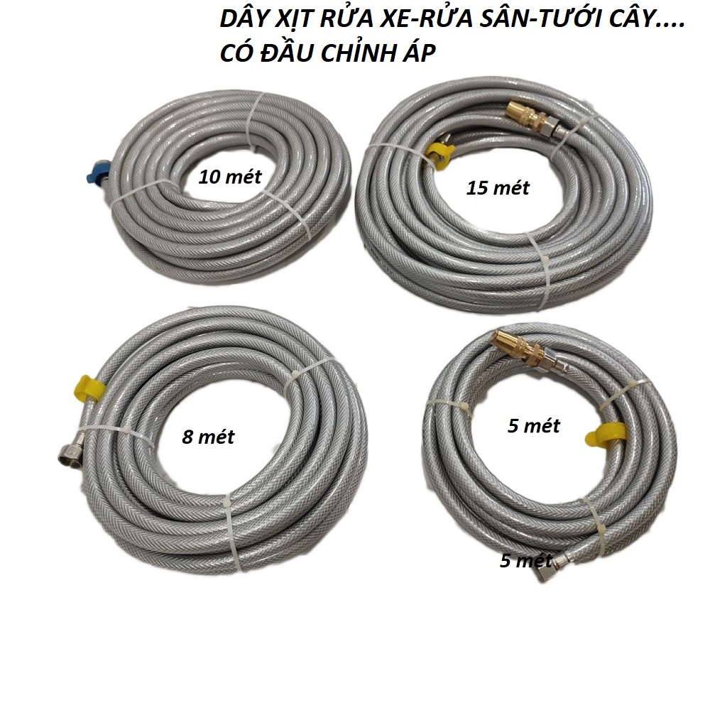 Dây xịt rửa xe rửa sân tưới cây có bec điều chỉnh dài 5m-8m-10m-15m