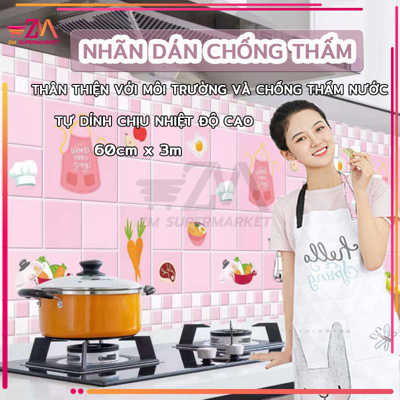 Giấy dán bếp cách nhiệt, chống dầu mỡ Tấm Decal Dán Tường Nhà Bếp Tráng Nhôm Cách Nhiệt Chống Dầu Mỡ