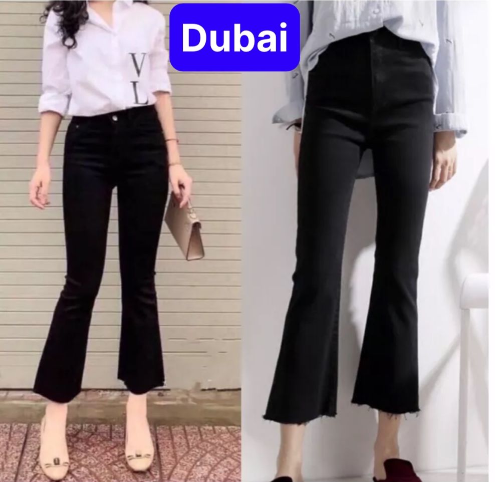 QUẦN JEAN NỮ CHẤT BÒ ĐEN ỐNG LOE SIÊU CO GIÃN LƯNG CAO NÂNG MÔNG TREND DB-222- DUBAI FASHION