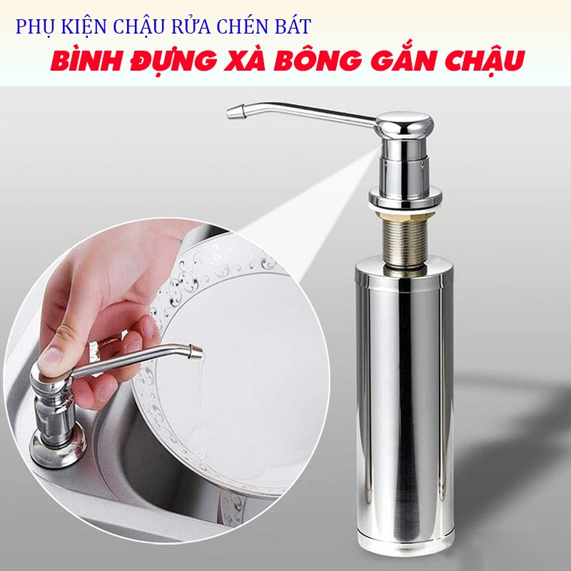 Bình đựng nước rửa chén gắn âm chậu - inox sus304 sáng bóng, siêu bền