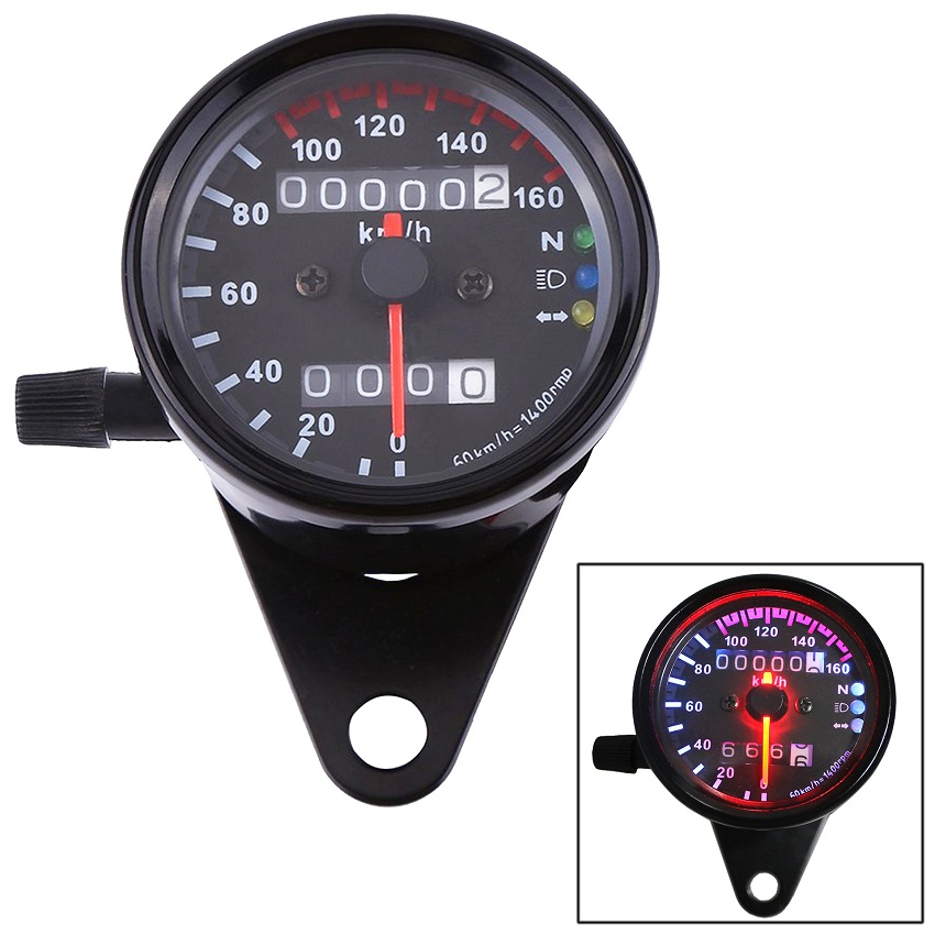 Đồng hồ xe máy độ classic ODOMETER có đèn báo 3 chức năng cơ bản chuyên độ xe classic phù hợp độ Cafe Racer Tracker Win 67 Dream Cub và các loại xe