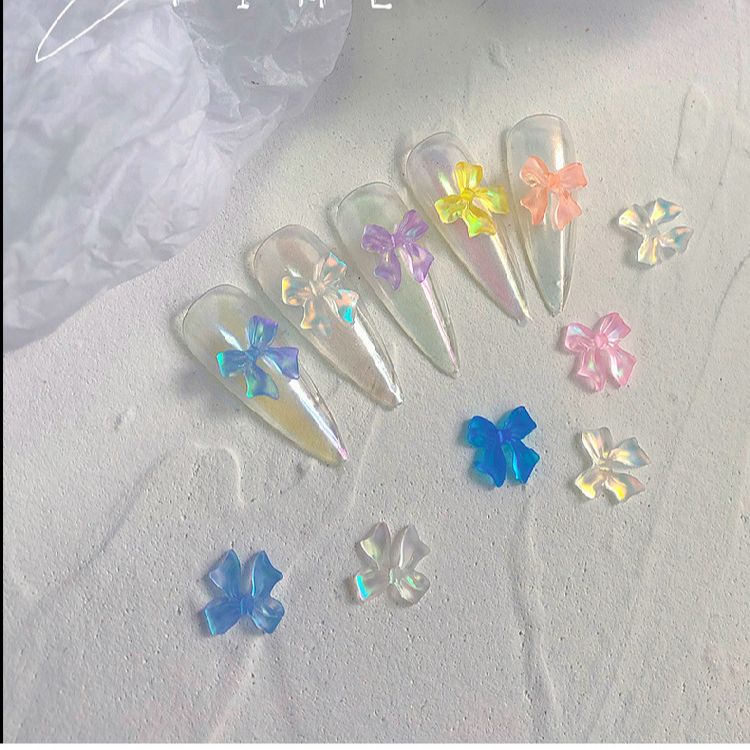 Set 30 charm nơ nhựa trong suốt trang trí móng