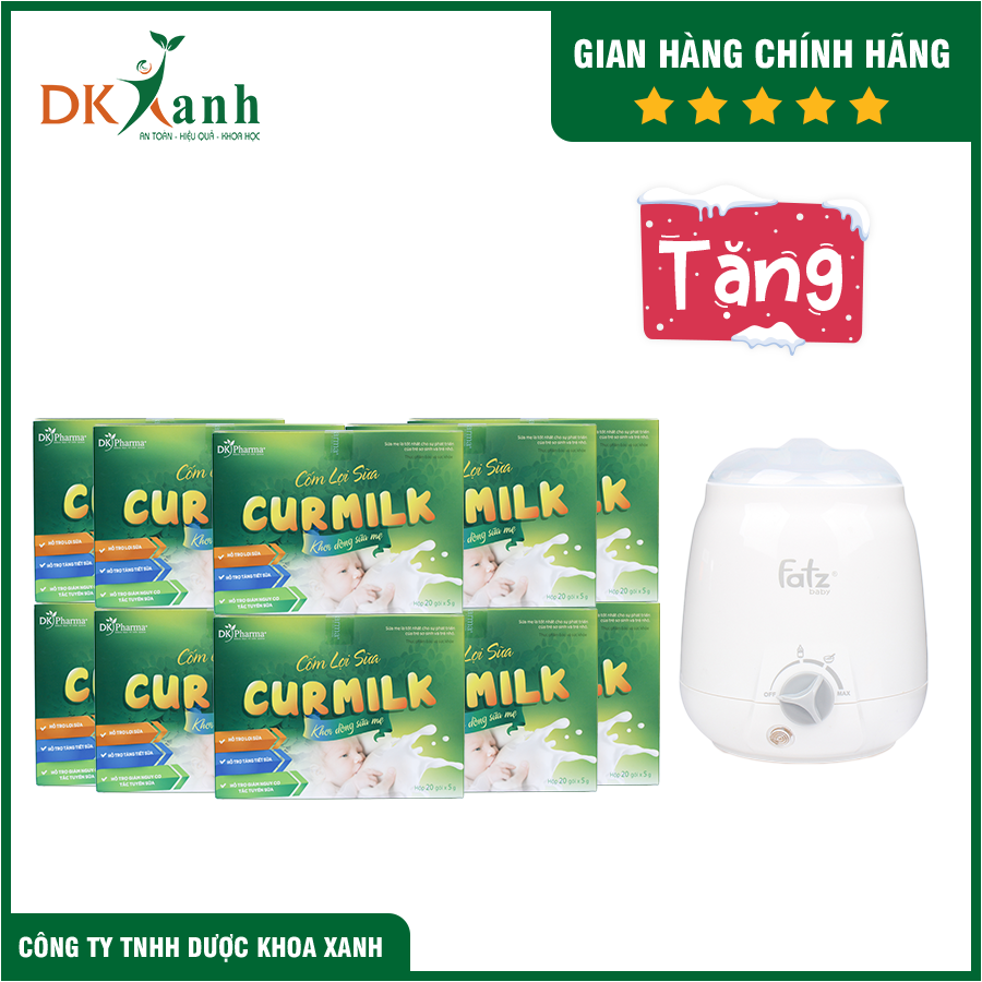 Combo 10 Hộp Cốm Lợi Sữa Curmilk - DK Pharma tặng 1 Máy hâm sữa 3 chức năng:5100