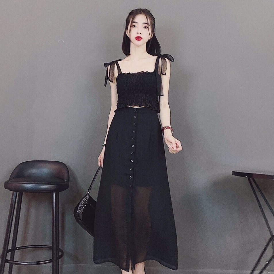 [freeship]ĐẦM NỮ CỔ VUÔNG CHẤT LIỆU VOAN HAI DÂY  THOẢI MẢI CO GIÃN TRẺ TRUNG NĂNG ĐỘNG THÍCH HỢP MẶC ĐI CHƠI ĐI DU LỊCH