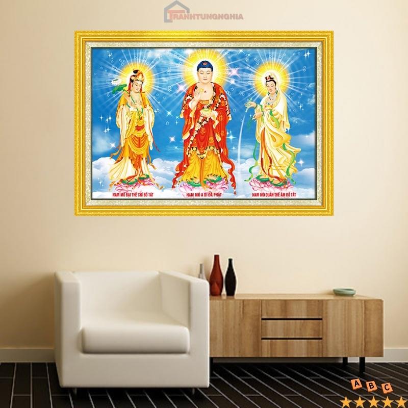 Tranh đính đá y8281 dd9318 , tranh thêu chữ thập tam thế phật dv6533 lv3269