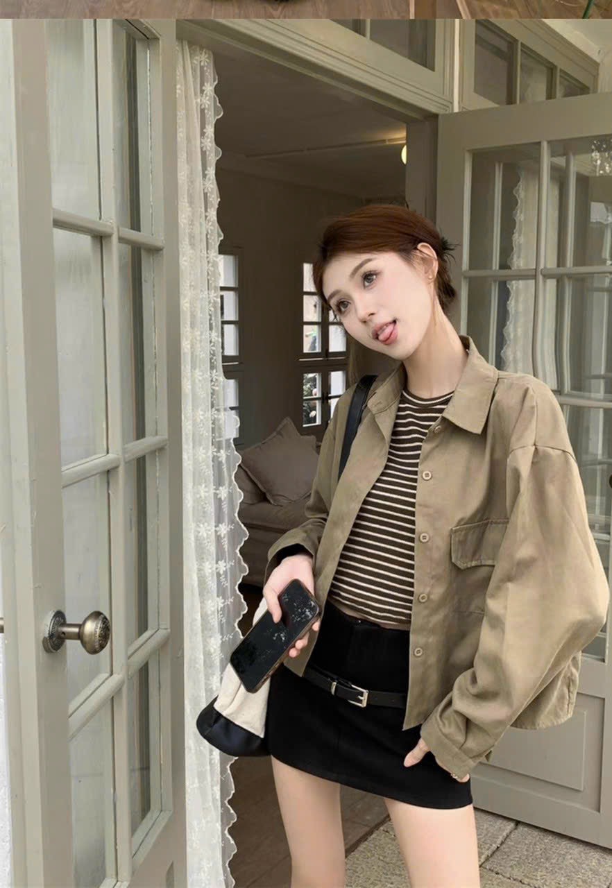 ÁO KHOÁC KAKI NỮ 1 LỚP LỬNG KIỂU KHOÁC NGOÀI NHẸ CỰC ĐẸP PHONG CÁCH HÀN HÀNG MỚI