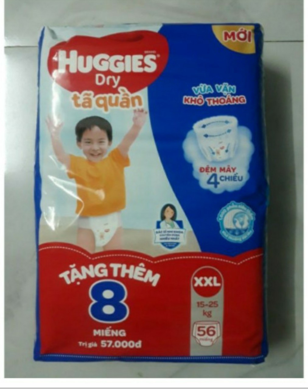 Tã quần huggies size xxl 54 miếng tặng thêm 8 miếng