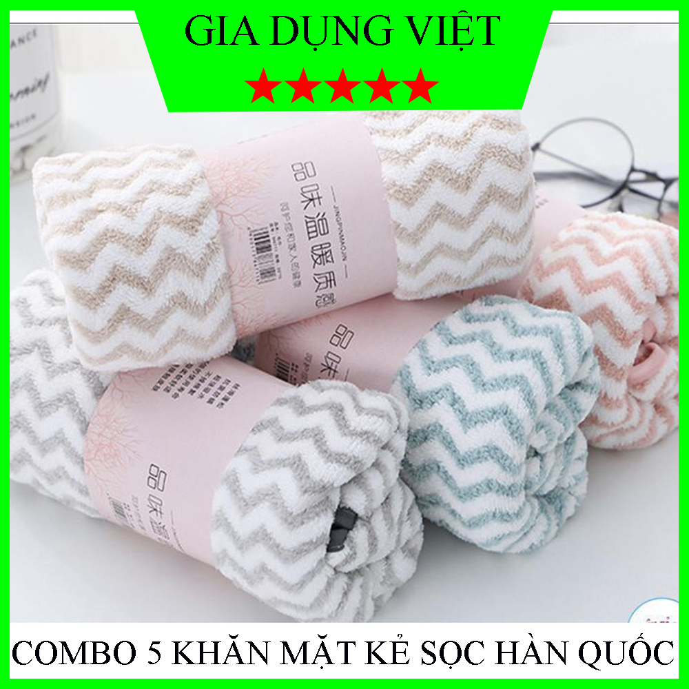 COMBO 5 Khăn mặt lông cừu xuất Hàn siêu mềm kích thước 30x50cm