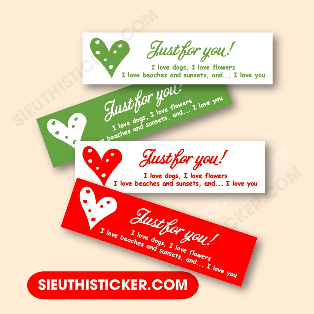 TEM DÁN JUST FOR YOU TRANG TRÍ HỘP BÁNH, KẸO, MỨC, THIỆP, QUÀ TẶNG