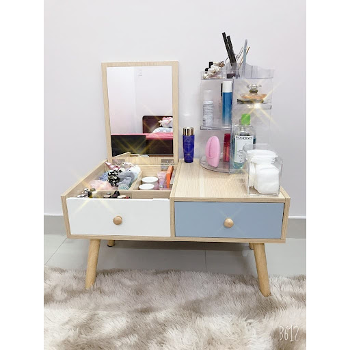 Bàn gỗ trang điểm mini ngồi bệt có gương