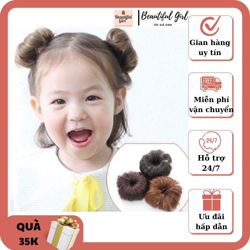 TÓC GIẢ CHO BÉ _ BÚI GIẢ NATRA CHO BÉ GÁI - TÓC BÚI CHO BÉ YÊU <3  COMBO 1 CẶP 2 BÚI