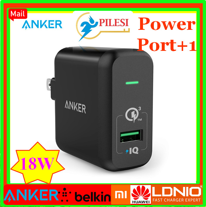 Củ Sạc nhanh Anker Quick Charge 3.0, Anker 18W USB Wall Charger (Quick Charge 2.0 Compatible) PowerPort+ 1 Pilesi