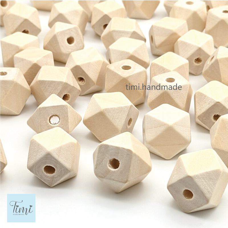 10 Hạt gỗ lục giác trang trí macrame, làm đồ trang sức, thủ công size 16mm / 20mm