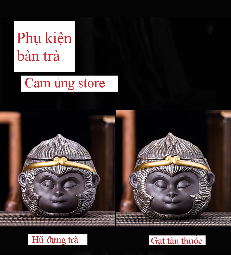 Bình đựng trà, Gạt tàn thuốc hình Đầu khỉ Tôn Ngộ không- Hũ đựng trà độc đáo- Quà tặng ý nghĩa