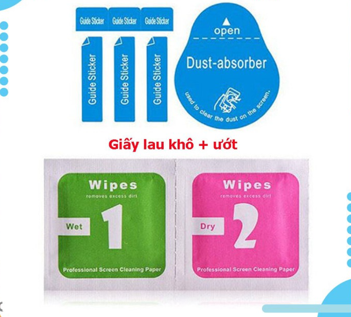 Bộ giấy lau ướt khô Stick hút bụi hỗ trợ dán màn hình điện thoại