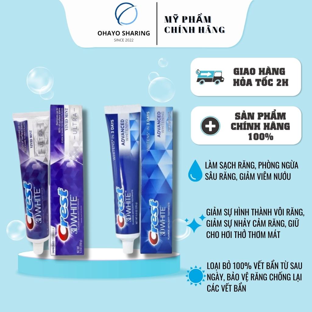 Kem Đánh Răng Crest 3D White Advanced Tripple Whitening Giúp Răng Trắng Sáng 158G