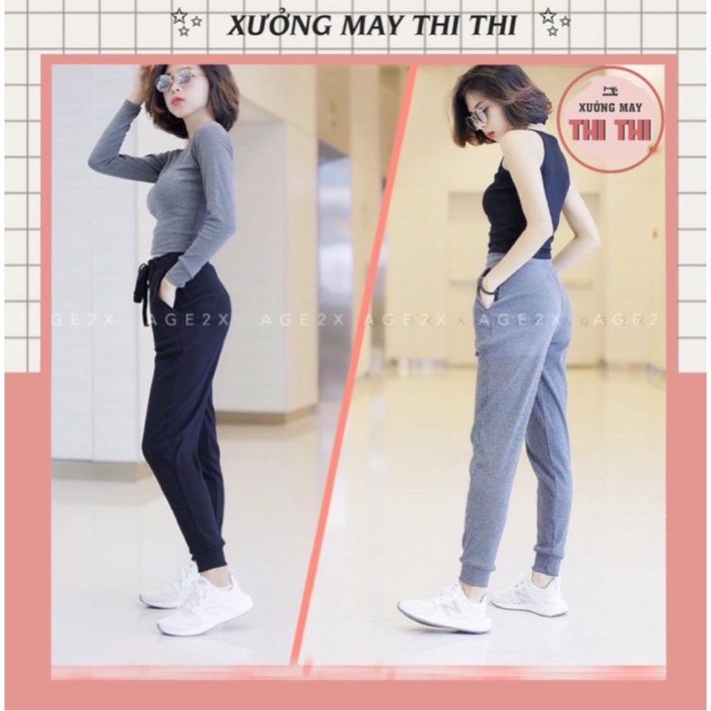 Quần Jogger Nữ Len Tăm bo gấu, Quần Nỉ Nữ Ống Boom trẻ trυng Loại Đẹp Q10(có ảnh thật)