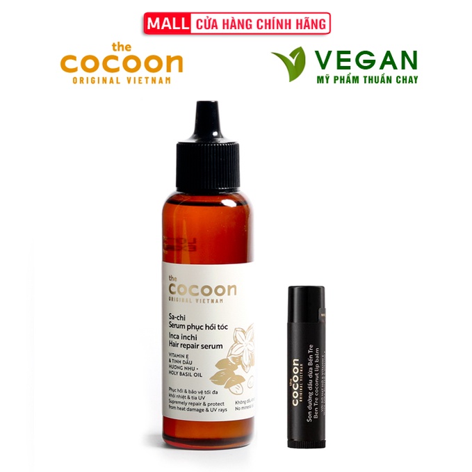 Bộ Serum Sa-chi phục hồi tóc Cocoon 70ml + Son dưỡng môi dầu dừa Bến Tre Cocoon 5g