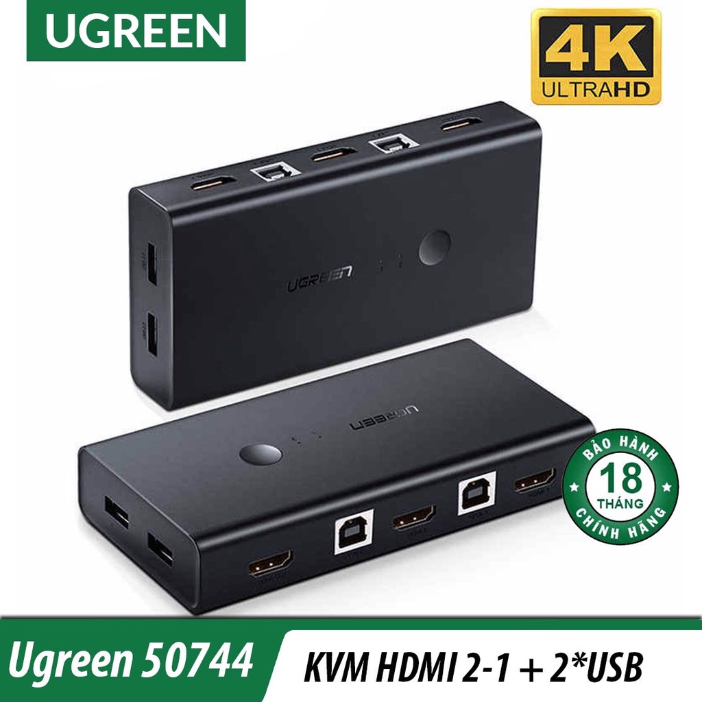 Bộ chuyển kvm switch hdmi 2-1 chính hãng ugreen 50744
