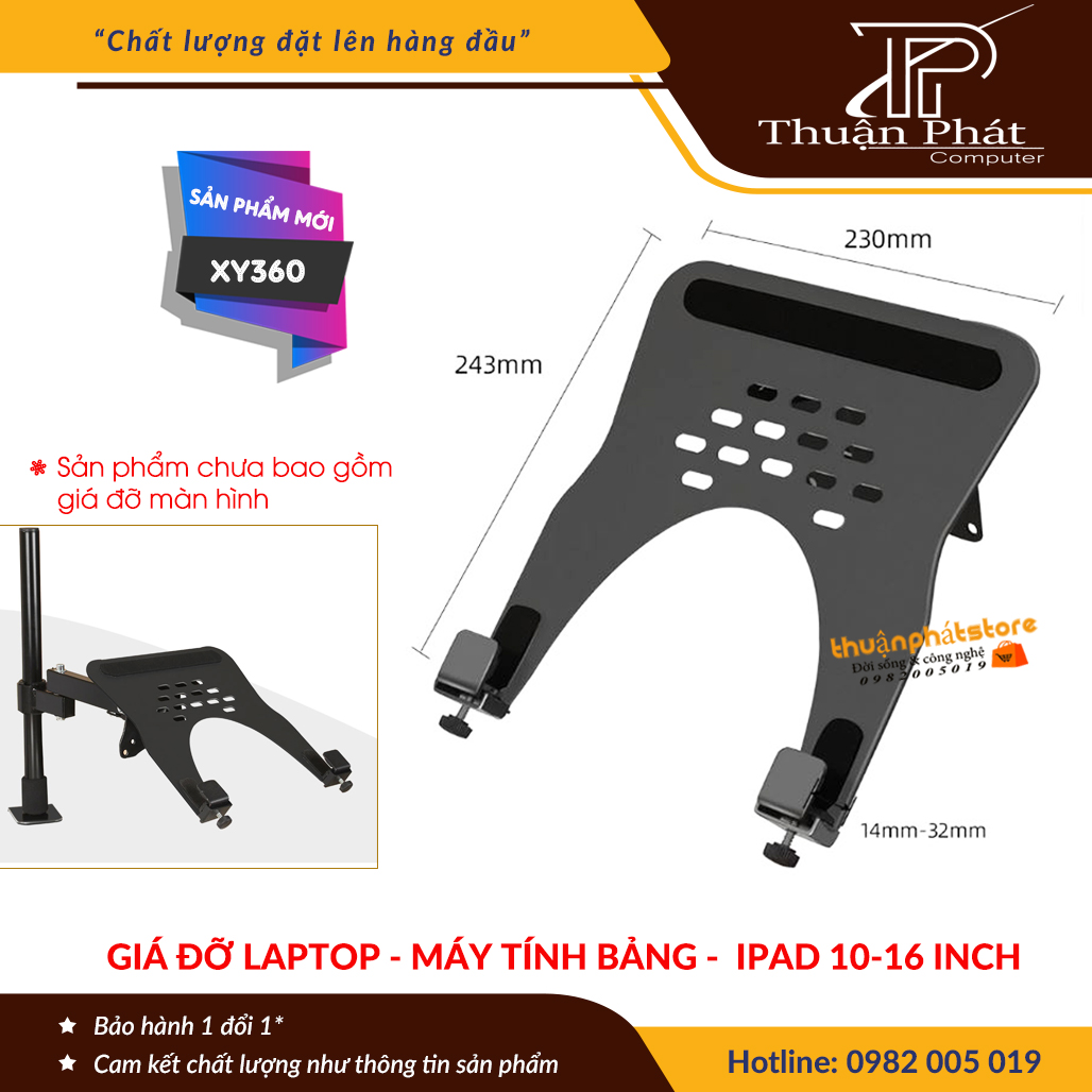 Giá Đỡ Kẹp Laptop - Macbook - Máy Tính Bảng - Ipad XY360 10-16Inch - Tương Thích Với Các Loại Tay Treo - Sản Phẩm Lẻ Kẹp Chưa Bao Gồm Tay Đỡ