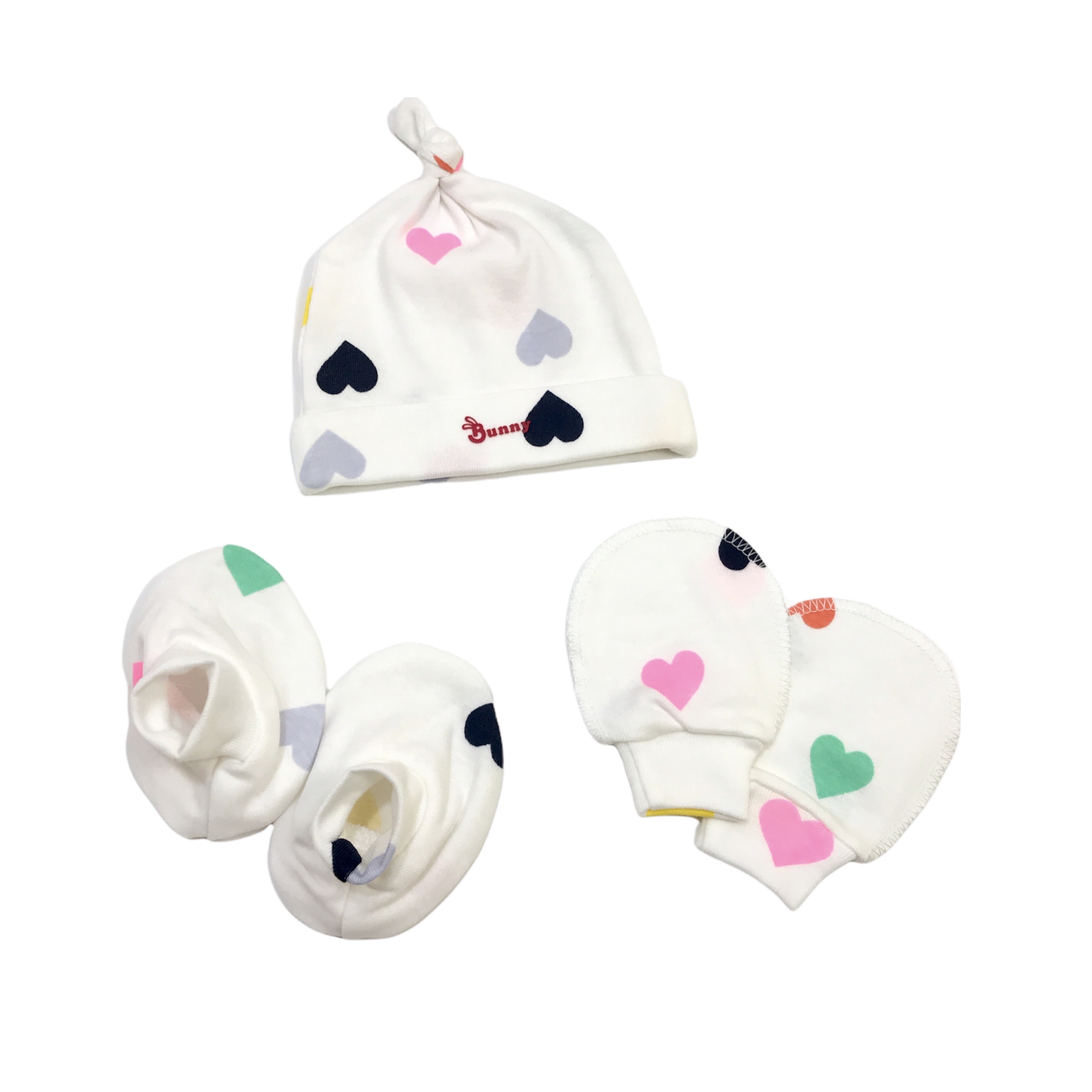 Set mũ bao tay bao chân cho bé sơ sinh 0-3m thun cotton xuất