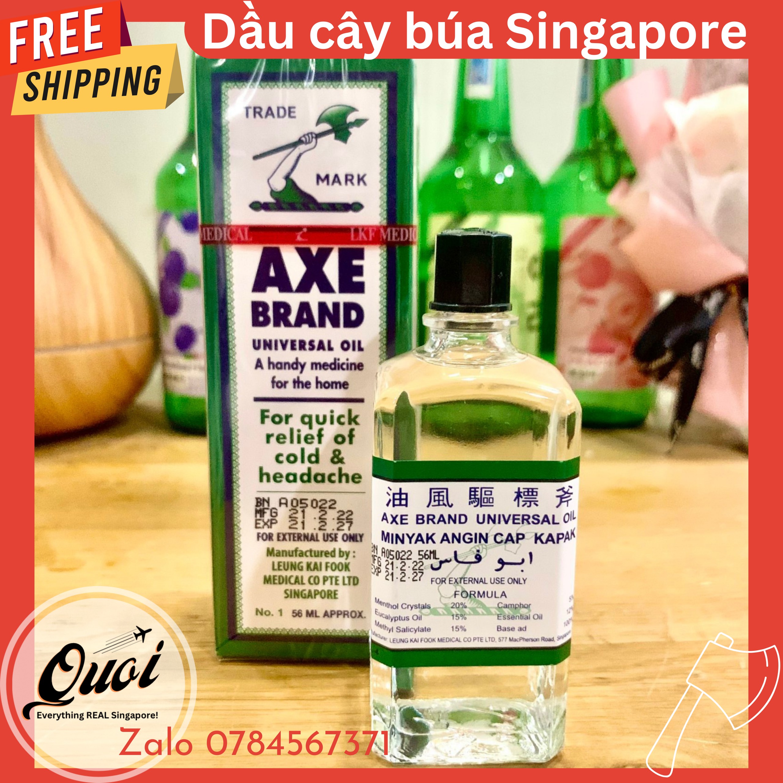 Singapore - Dầu gió trắng - Dầu cây búa - Axe Brand Oil đủ size