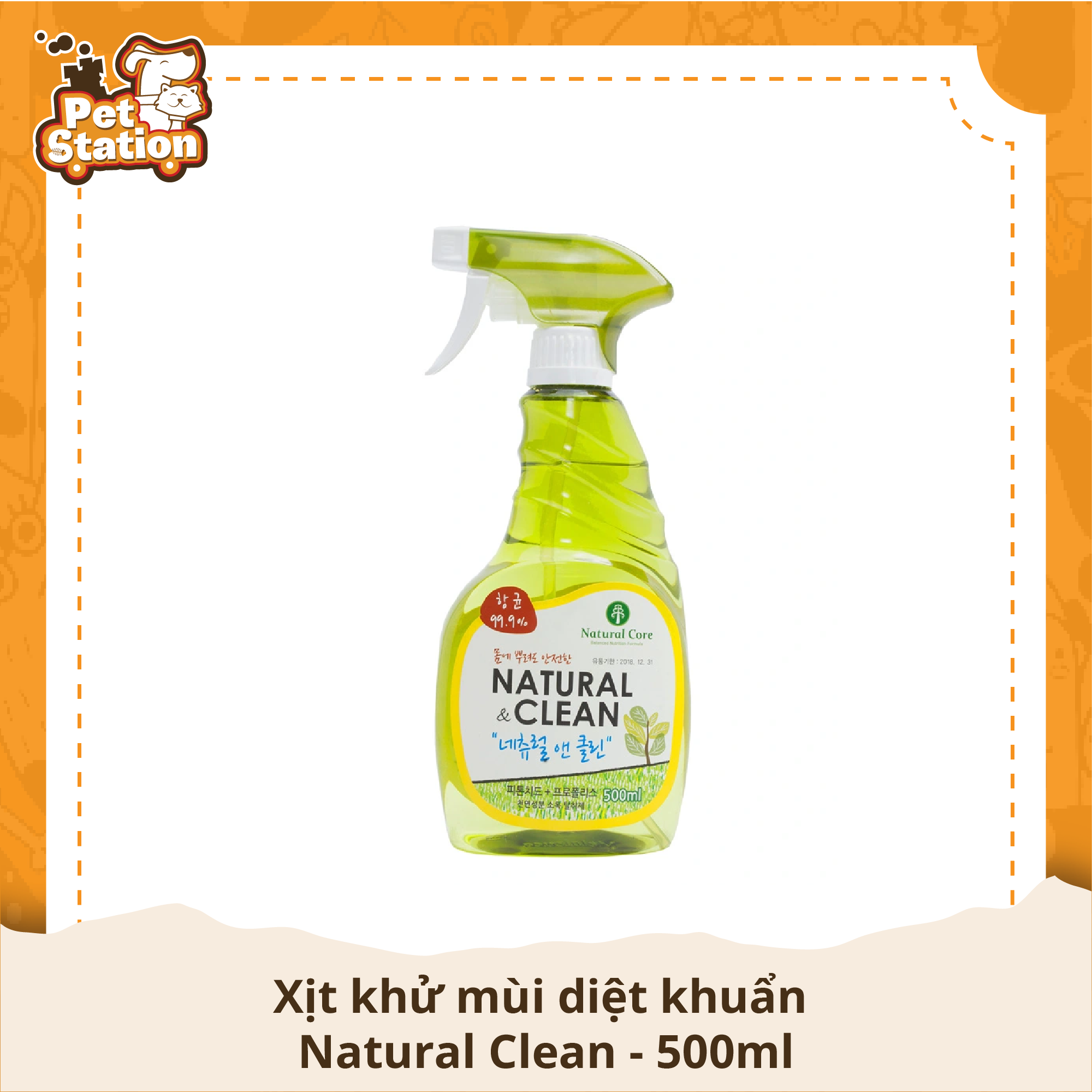 Xịt khử mùi diệt khuẩn Natural Clean 500ml |  Pet Station