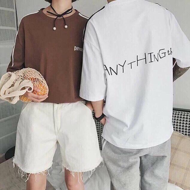 Áo thun nam nữ unisex form rộng in chữ anything