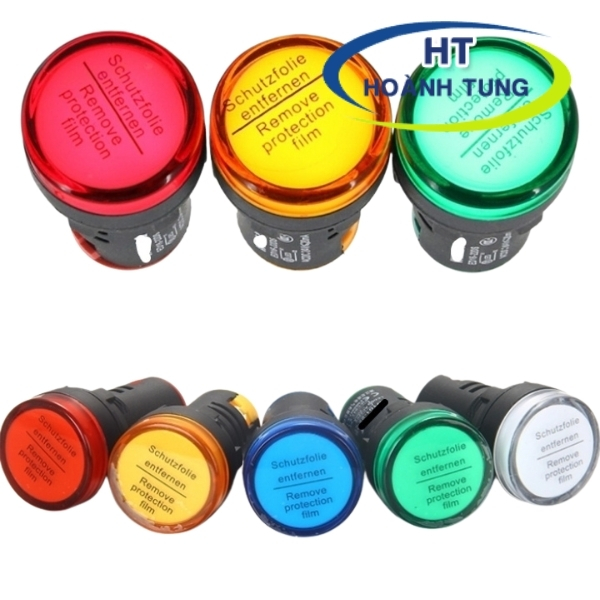 Đèn led AD136-22DS phi 22mm điện áp 24VDC, 220VAC với 5 màu ánh sáng chuẩn đẹp lắp tủ điện