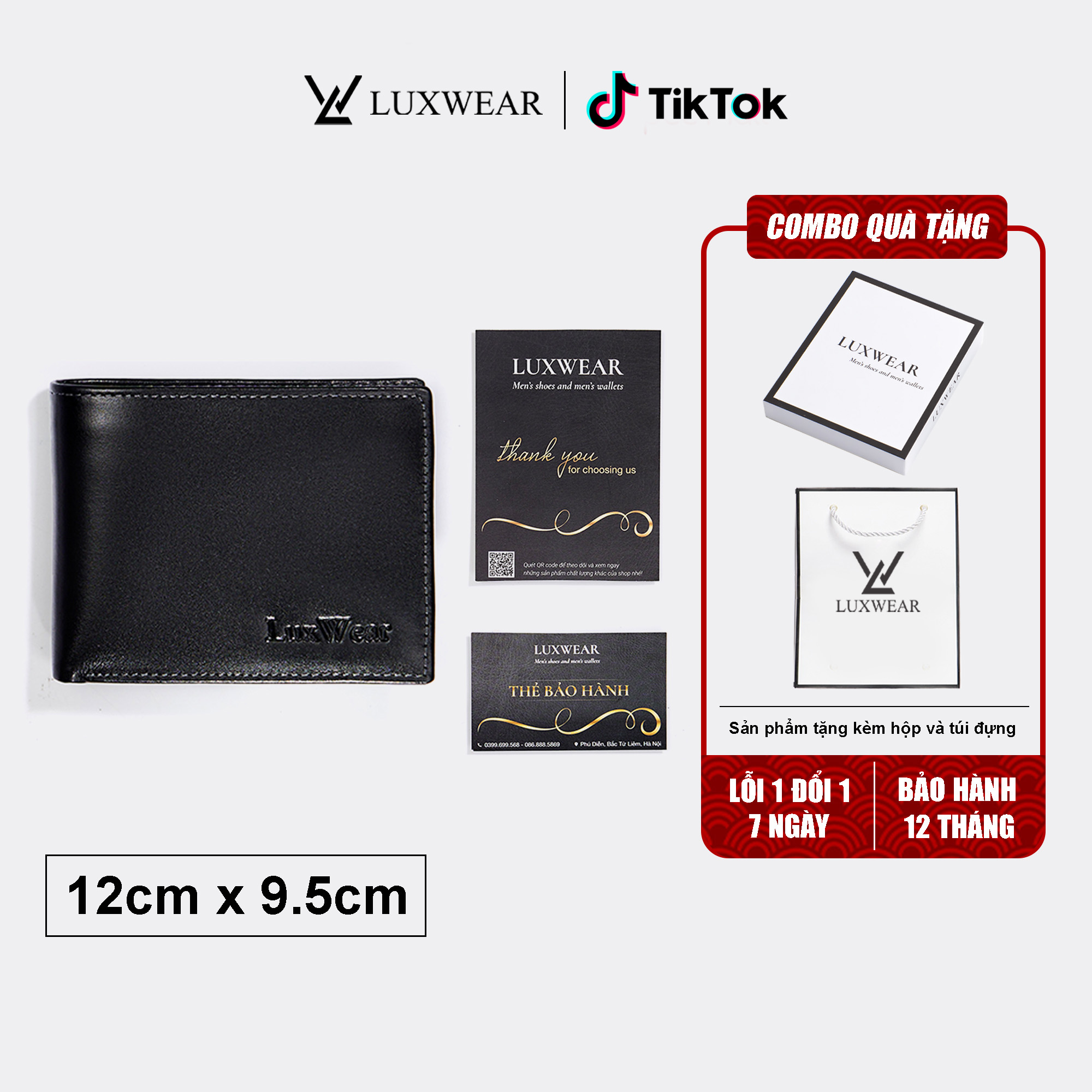 Ví ngang da bò cao cấp LuxWear bảo hành 12 tháng VN01