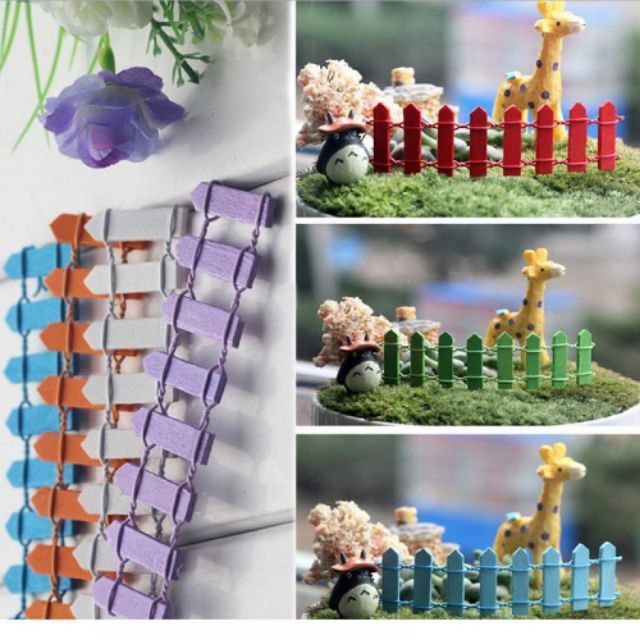 Hàng Rào Gỗ Trang Trí Nhiều Màu, Trang Trí Tiểu Cảnh Terrarium, Decor Chậu Cây, Diy