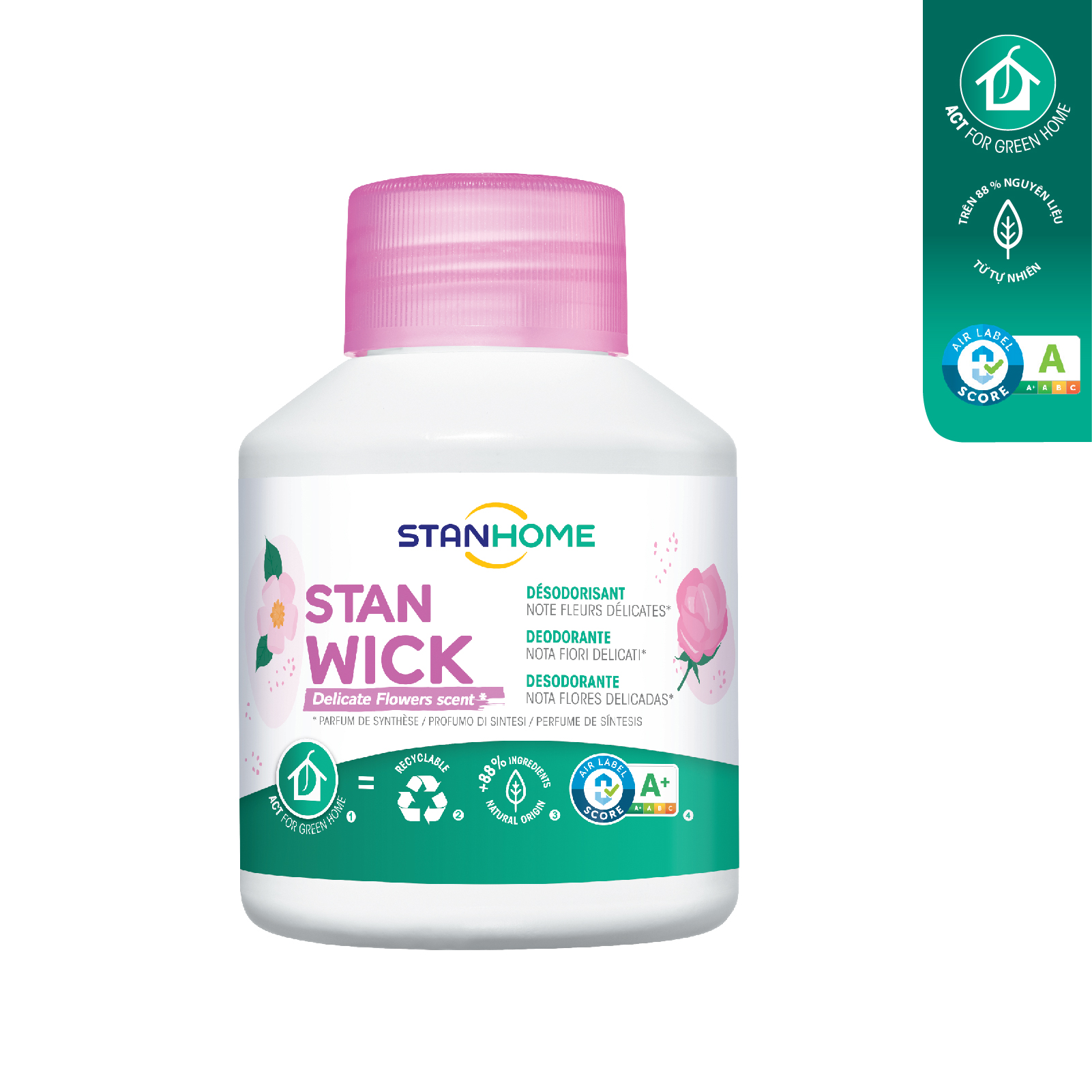 Sáp thơm khử mùi Stanhome Stan Wick tiêu chuẩn Air Label Score A+ 250ml