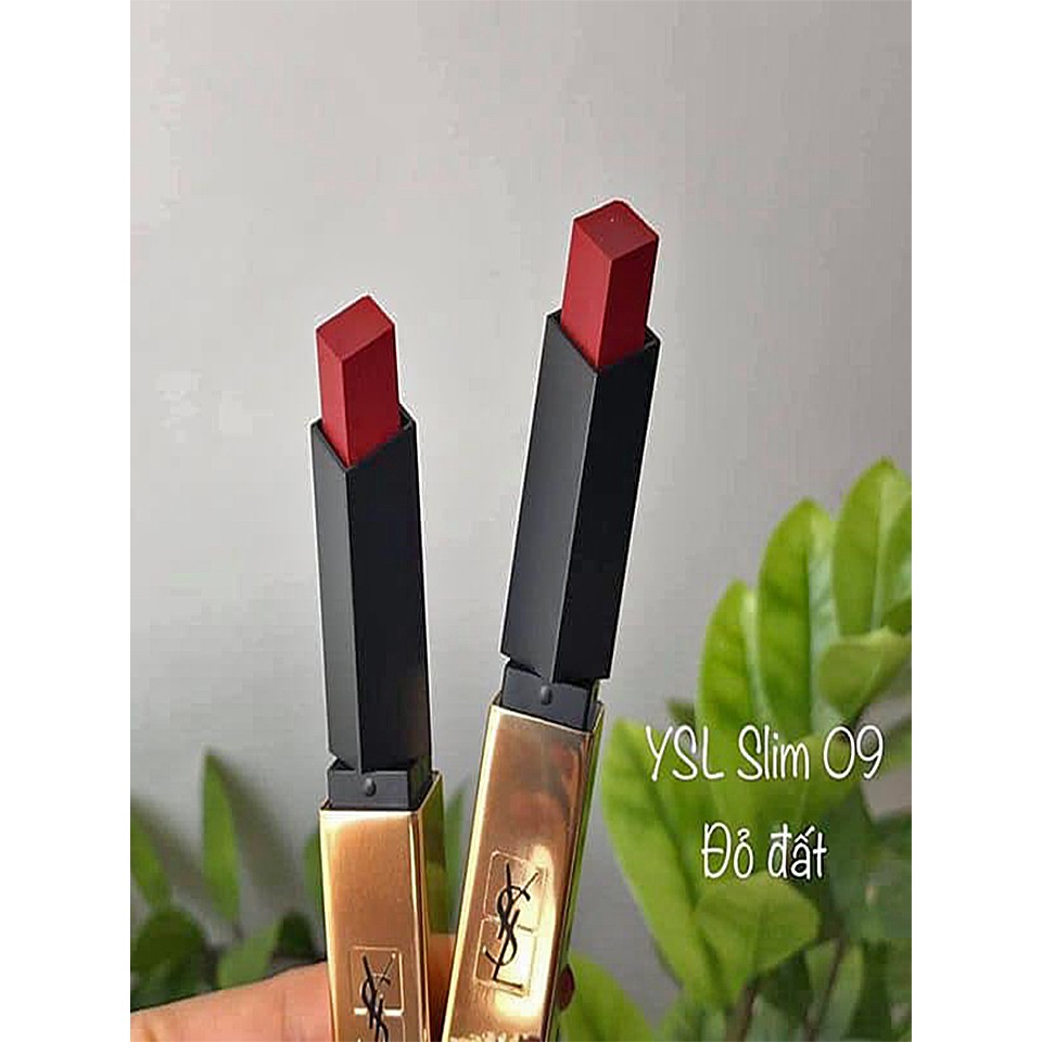 Son ysl rouge pur couture the slim màu 09 – red enigma – đỏ gạch unbox
