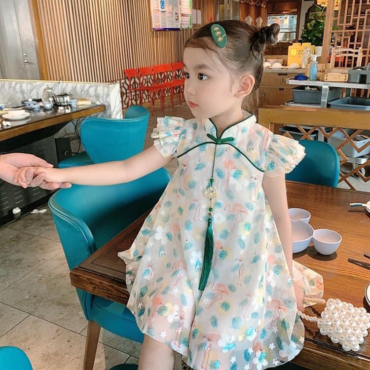 đầm váy sườn xám bé gái diện tết siêu xinh 15-30kg