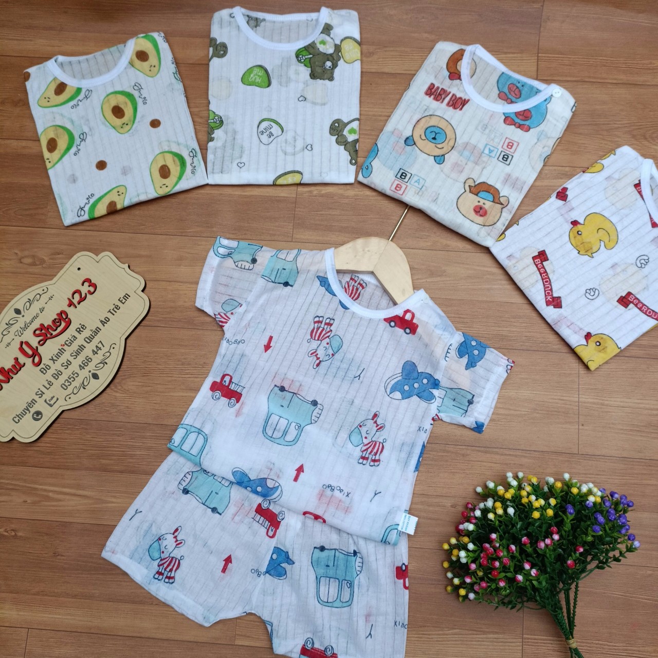 [A4] Bộ Cotton Giấy Cộc Tay Cho Bé Trai Be Gái (Size 4 từ 10-11kg) (Ảnh Thật Video Tự Quay)