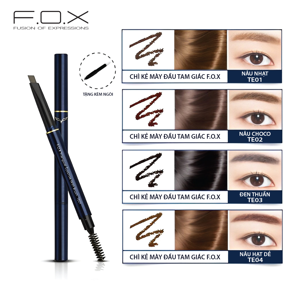 Chì Kẻ Mày FOX Đầu Tam Giác  ( kèm ngòi ) Triangular Eyebrow 0.25g -FOX Mỹ phẩm thiên nhiên