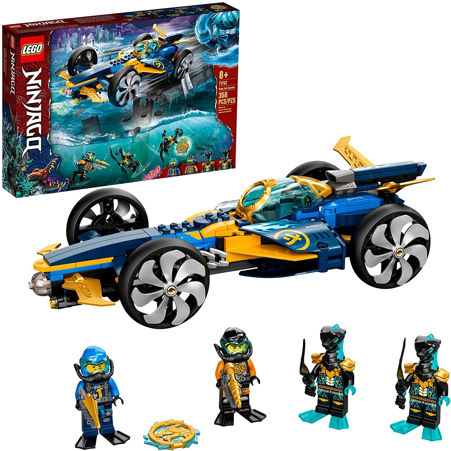 Bộ lắp ráp LEGO NINJAGO Ninja Sub Speeder 71752 đồ chơi ô tô lội