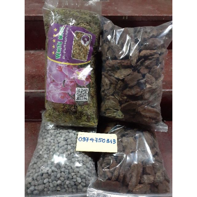 Combo 4 gói giá thể và phân bón trồng lan