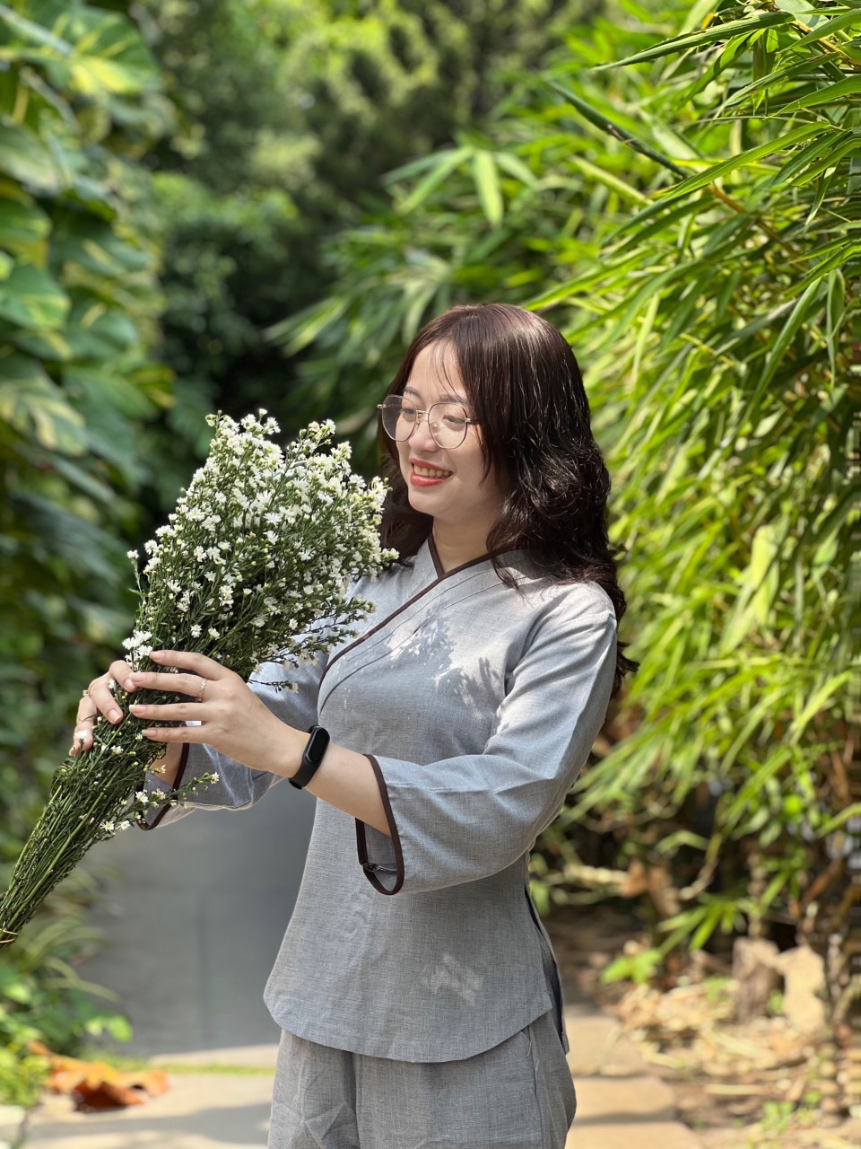 Đồ lam đi chùa mẫu chui nhật vải linen