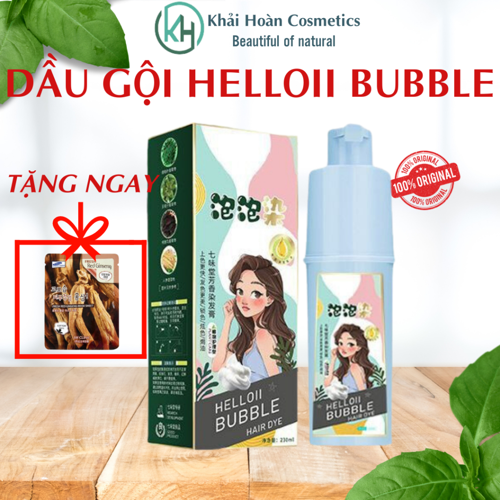 Dầu gội nhuộm tóc thảo dược HELLOII BUBLE, dầu gội nhuộm tóc màu nâu hạt dẻ Helloii Bubble 230ml