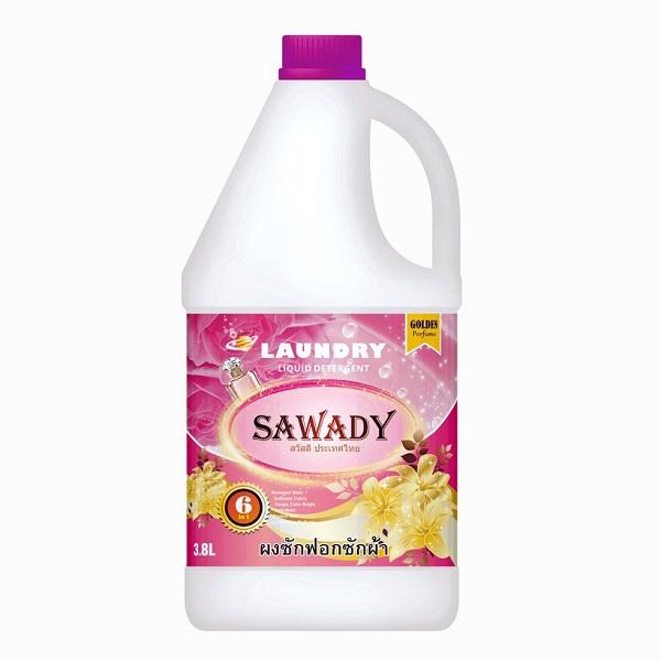 Nước giặt xả 6 trong 1 Sawady Thái Lan can 3,8L Hương Golden Perfume  Hồng