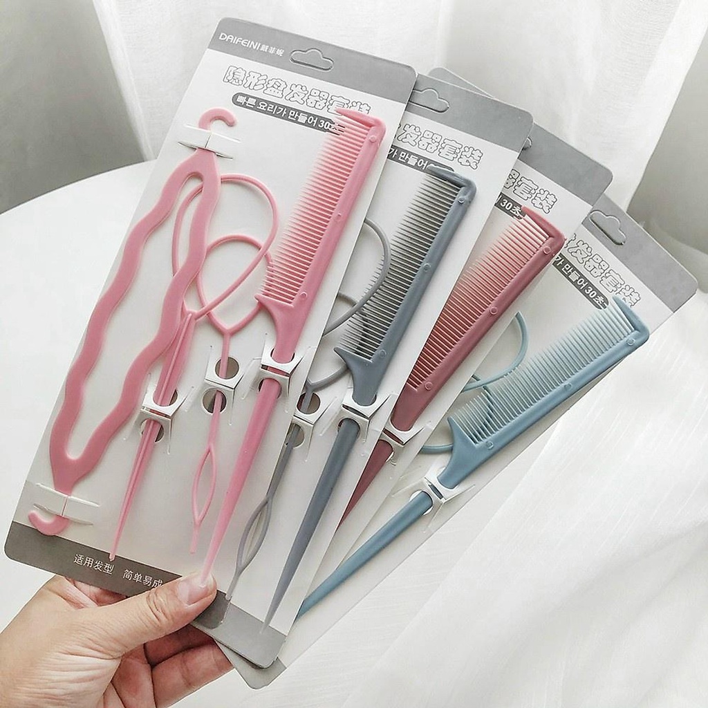 Set 4 dụng cụ hỗ trợ tạo kiểu tóc - dụng cụ bới tóc tạo kiểu tóc 4 món bằng nhựa - giao màu ngẫu nhiên - dụng cụ tạo kiểu tóc đa năng tiện lơi - set 4 món làm tóc đa năng tiện dụng - set 4 dụng cụ bới tóc tạo kiểu tóc 4 món