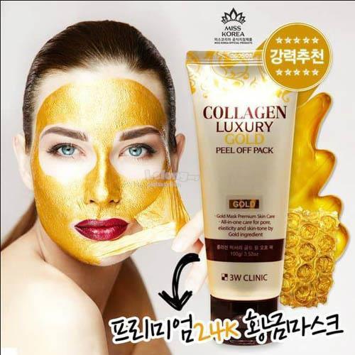 Mặt nạ dưỡng da tinh chất vàng 24k COLLAGEN & LUXURY GOLD - 3W CLINIC COLLAGEN & LUXURY GOLD FEEL OFF PACK 100ml