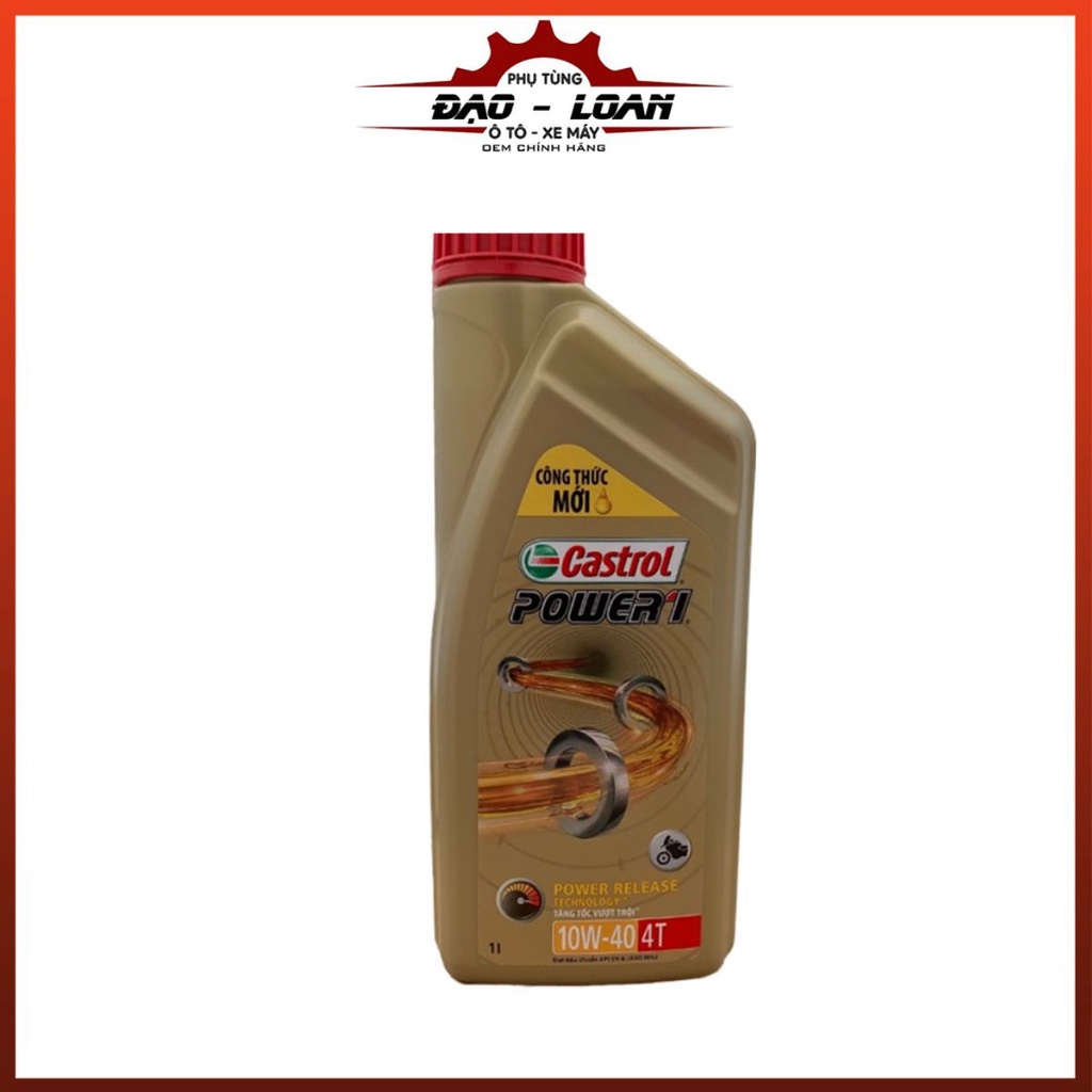 Dầu nhớt castrol power 1 cho xe số độ nhớt 10w40 4t dung tích 0.8l, 1l