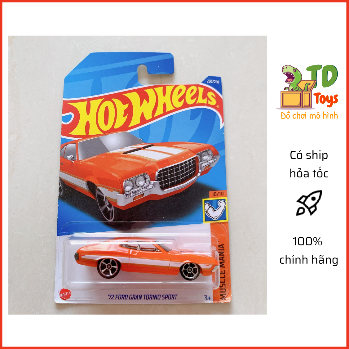 Xe mô hình chính hãng hotwheels - 72 ford gran torino sport