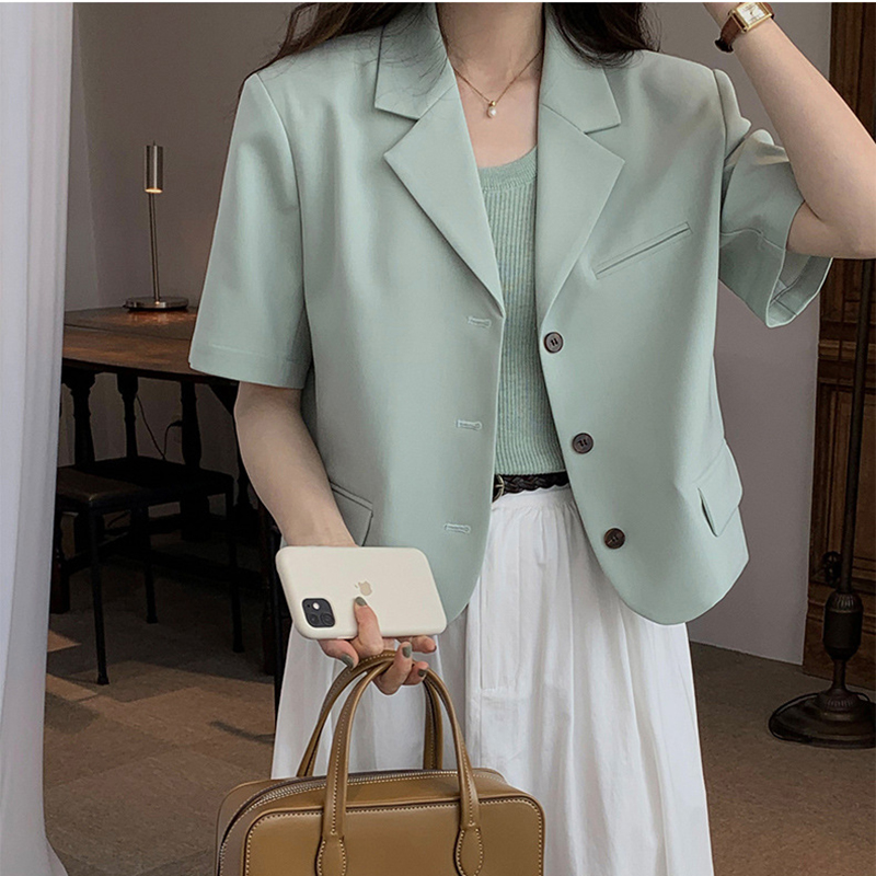 HOÀN TIỀN 20% - Áo Khoác Blazer Nữ Dáng Ngắn Tay Lỡ Cổ Vest Phối Nắp Túi Phong Cách Hàn Quốc Thời Trang JayS AO KHOAC NU 010
