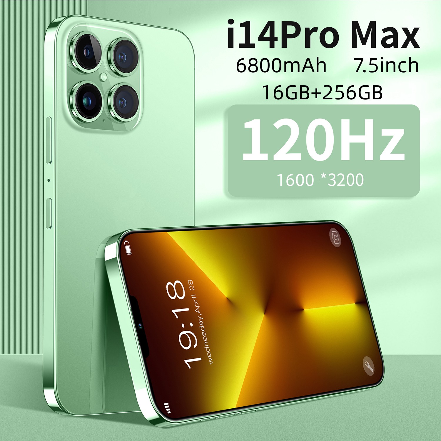 Điện thoại dưới 1 triệu 14 Pro Max 7.5 inch Bộ nhớ lớn 12+512GB Hai SIM Camera HD 24+58MP Pin 6800mAh Ip14 Sing