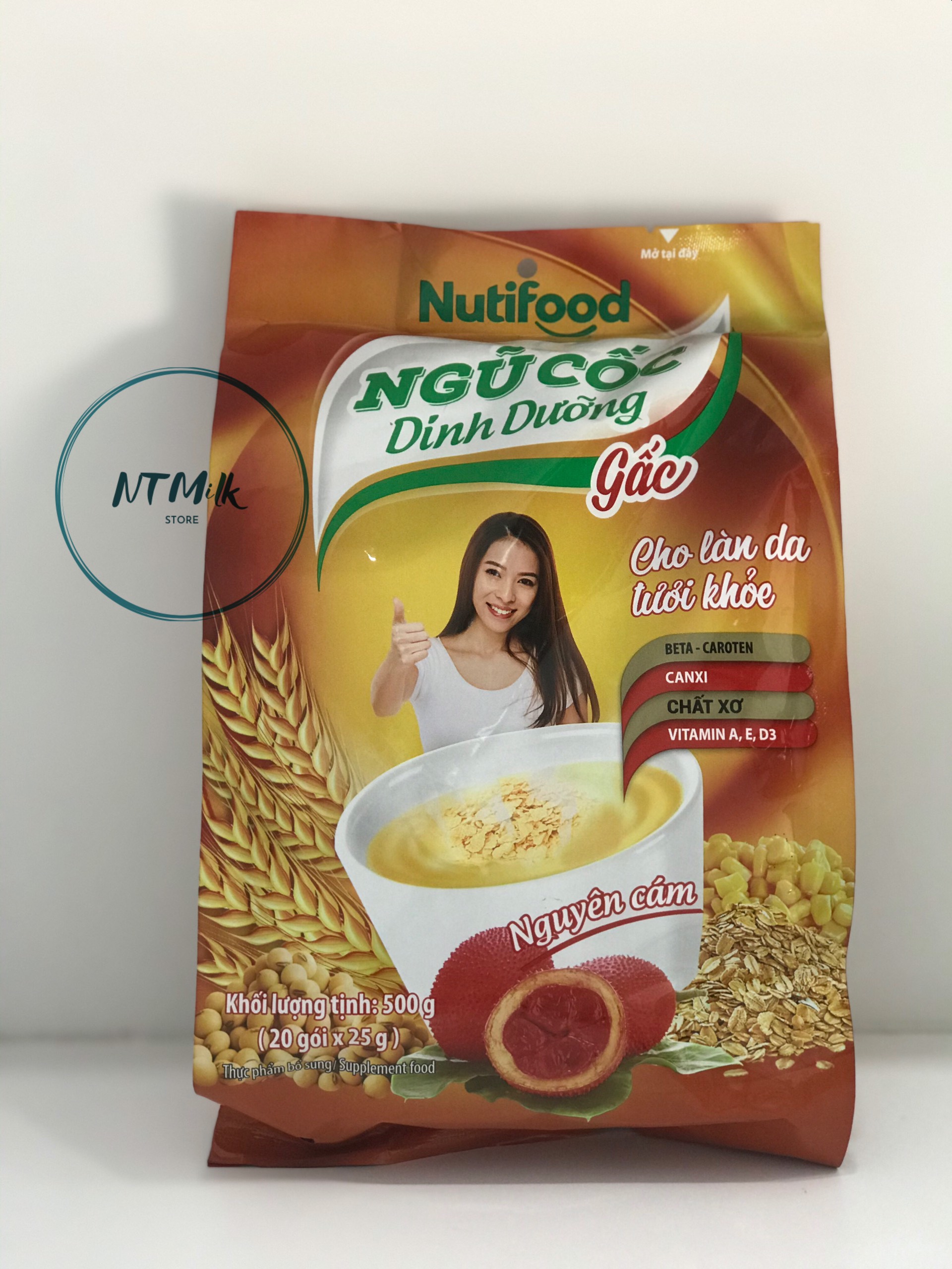 Ngũ cốc dinh dưỡng Nutifood nguyên cám vị gấc 20 gói*25g