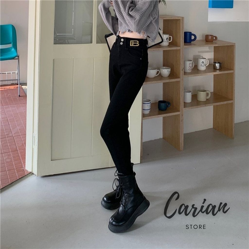 Quần legging nữ cạp cao dài nâng mông có túi cúc khóa kéo quần legging đen nữ dài co giãn gen bụng vải dày umi_carian store