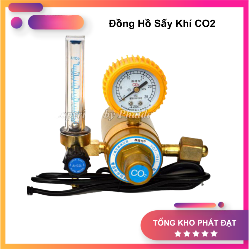Đồng Hồ Sấy Khí CO2 36V-220V Cho Máy Hàn MIG-MAG